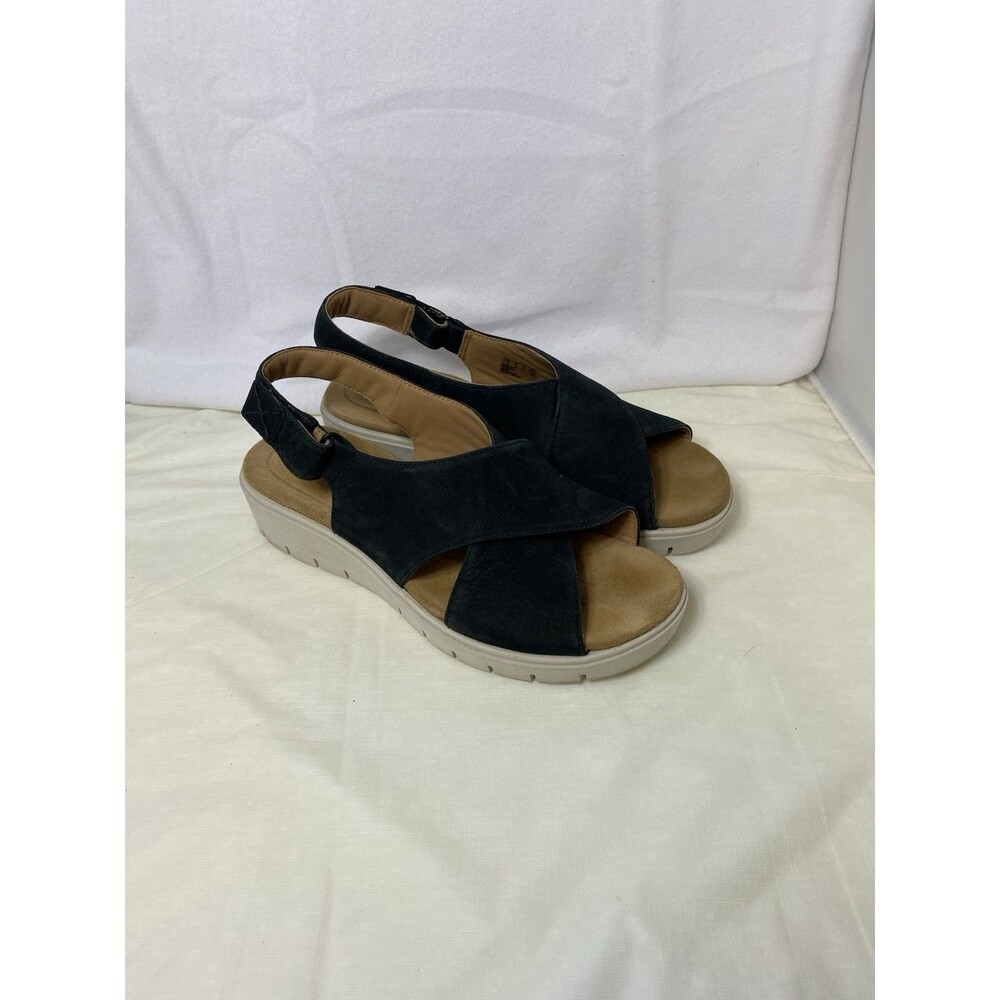 CLARKS UN KARELY HALL Black NUBUCK Sandals Size 9